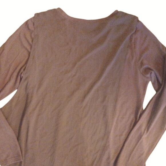 Lisa Rinna Brown Grunge Long Sleeve Chiffon Overlay Top Medium - Picture 6 of 10